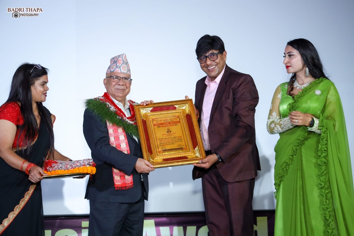 Namaraj Dhungana with Ex-Prime Minister Madhav Kumar Nepal.